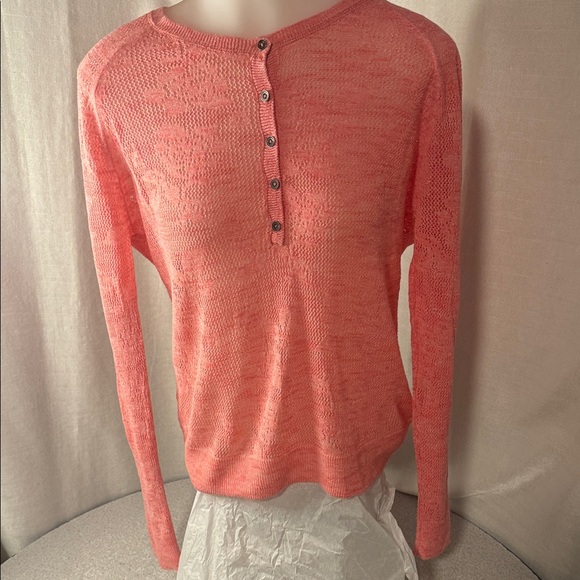 Aeropostale Coral Long Sleeve Lace Top - Picture 6 of 7